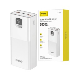 Banco de Potencia Foneng P55 con Pantalla LCD Digital y USB Dual 30000mAh 22.5W Blanco